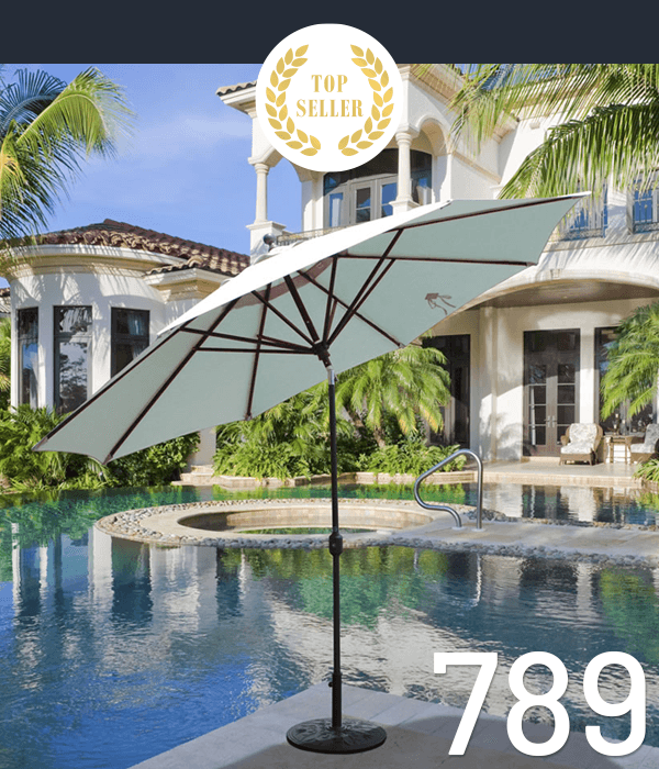 789 Market Umbrella in White with a "top seller" decoration on the image