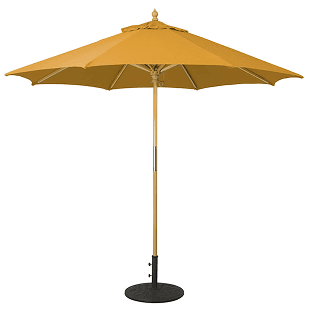 wood or teak frame yellow canopy market umbrella